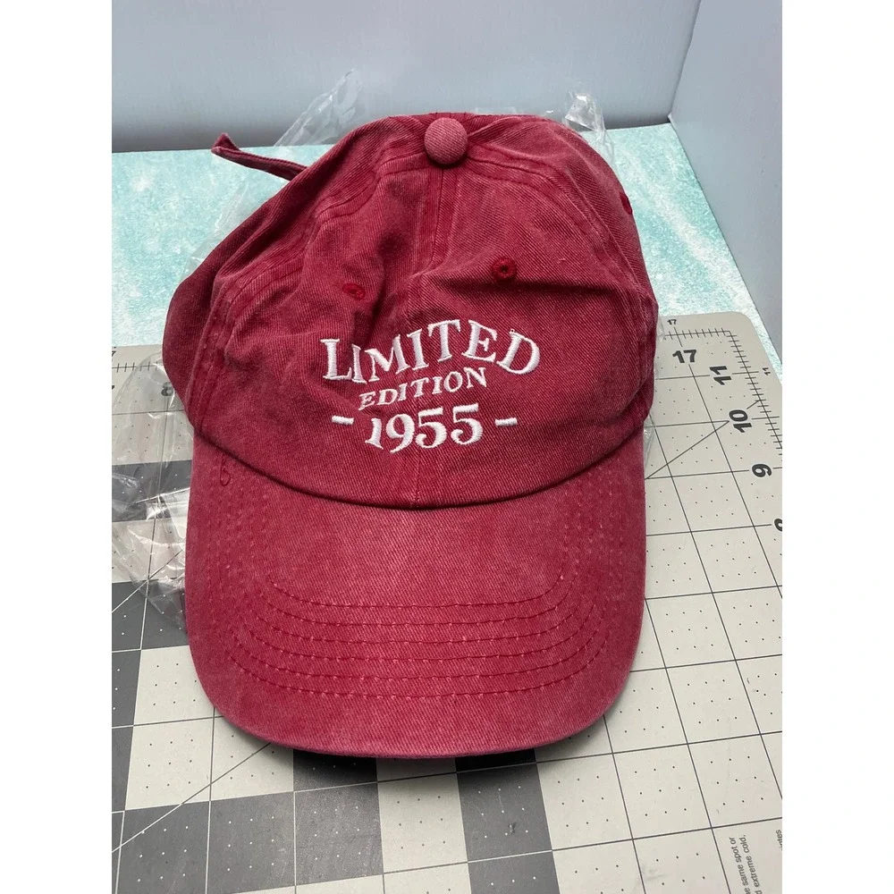 Limited Edition 1955 Vintage Washed Cotton Baseball Cap Red‎ Dad Hat Adjustable